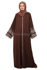 Nida Open Abaya With Embroidered Sleeves