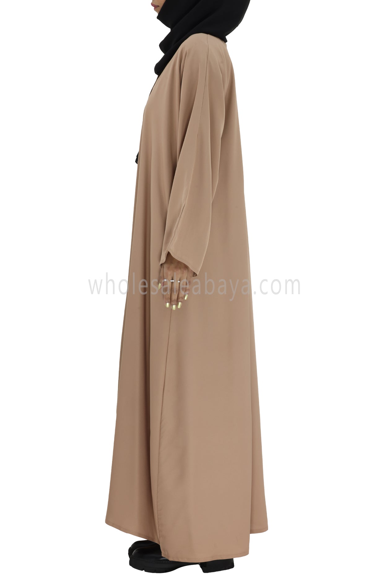 Plain Closed Abaya With  A-Line Straight Cut Caramel Brown Colour
