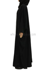 Plain Closed Butterfly Abaya With Inner Belt Black
