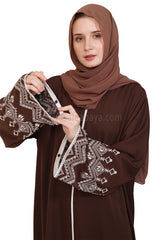 Nida Open Abaya With Embroidered Sleeves