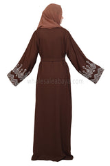 Nida Open Abaya With Embroidered Sleeves