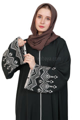 Nida Open Abaya With Embroidered Sleeves