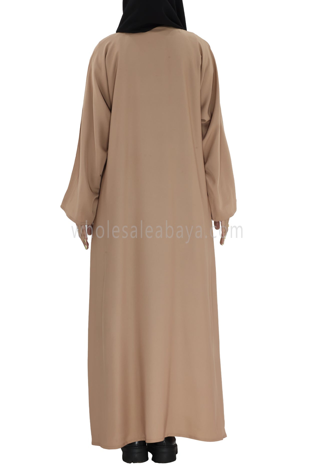 Plain Closed Abaya With  A-Line Straight Cut Caramel Brown Colour