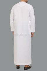 Men's Embroidered Omani Thoube With Tassel 90074 White