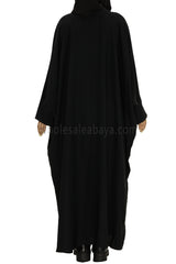 Plain Closed Butterfly Abaya With Inner Belt Black