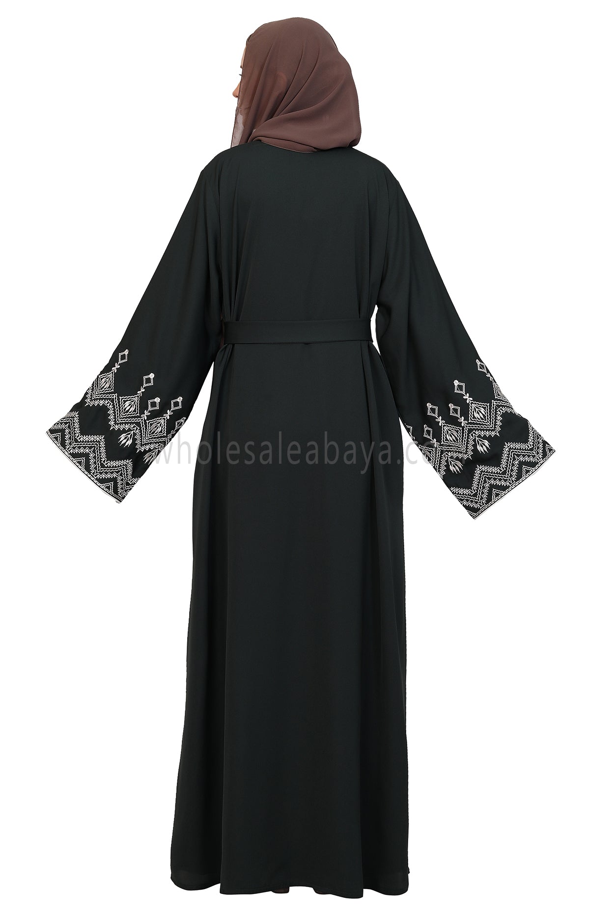Nida Open Abaya With Embroidered Sleeves