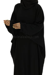Plain Closed Butterfly Abaya With Inner Belt Black