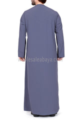 Men's Premium Emirati Thoube  With Buttons & Tassel Azure Blue