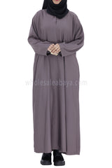 Plain Closed Abaya With  A-Line Straight Cut Mauve Grey