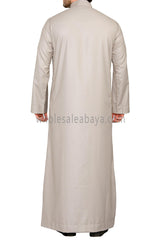 Elegant Men's Collar Thoube With Embroidery Stone Beige