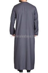 Men's Premium Emirati Thoube  With Buttons & Tassel Dark Grey
