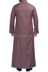 Elegant Men's Collar Thoube With Embroidery Ash Brown