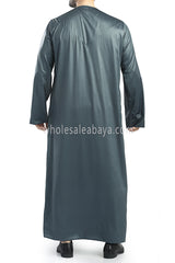 Men's Shiny Omani Thoube with Designer Tassel Smoke Green