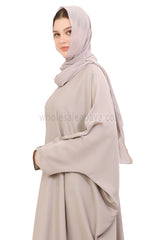 Plain Closed Butterfly Nida Abaya Light Peach 30520