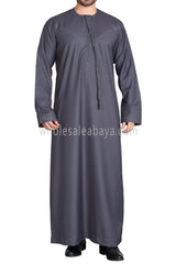 Men's Premium Emirati Thoube  With Buttons & Tassel Dark Grey