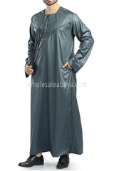 Men's Shiny Omani Thoube with Designer Tassel Smoke Green