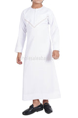 Boy's Premium Omani Thoube with Embroidered "V" Stitching