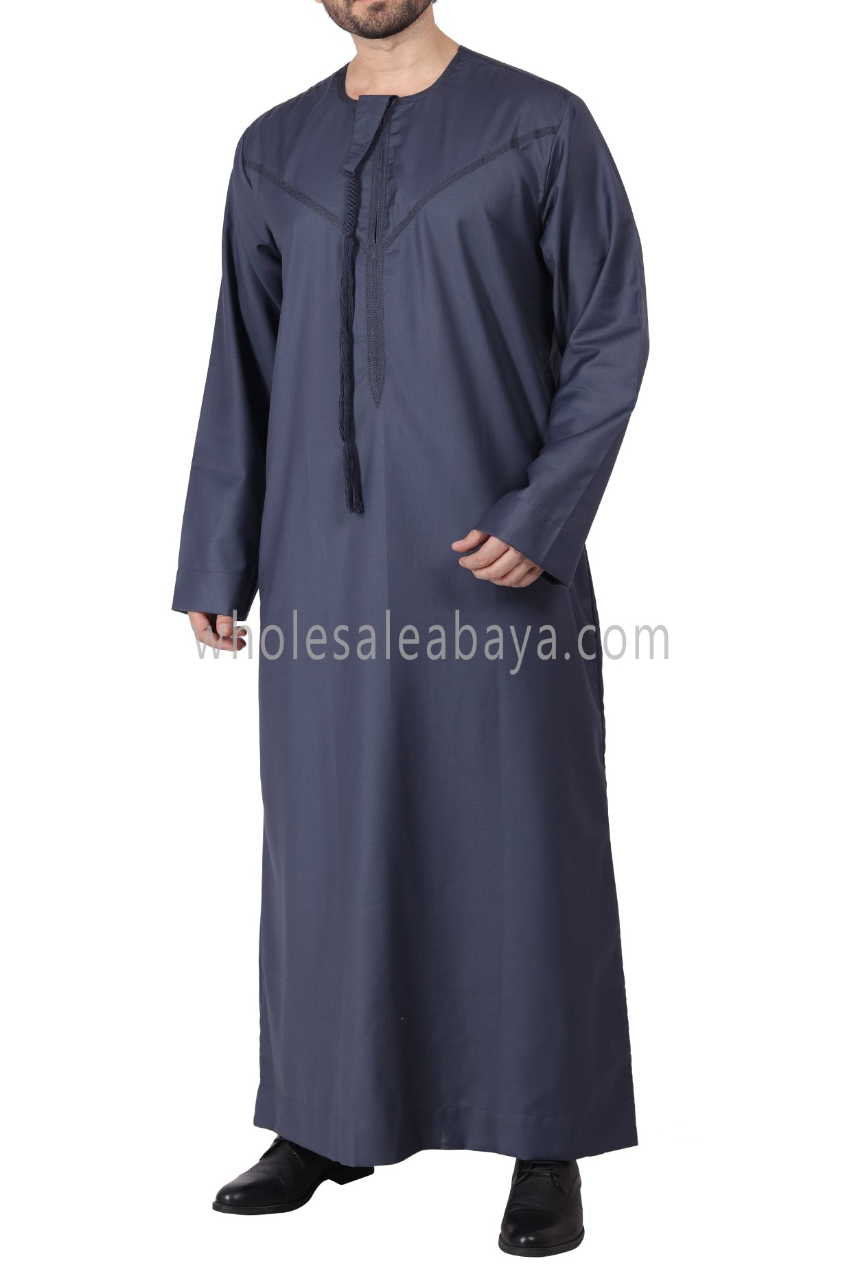 Premium Omani Thoube with Zip and Designer Tassel Charcoal Grey