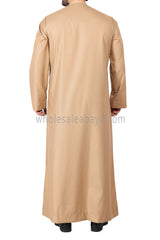 Men's Classic Plain Omani Thoube With Front Zip Gold