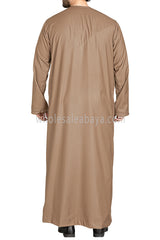 Men's Premium Emirati Thoube  With Buttons & Tassel Sand Brown