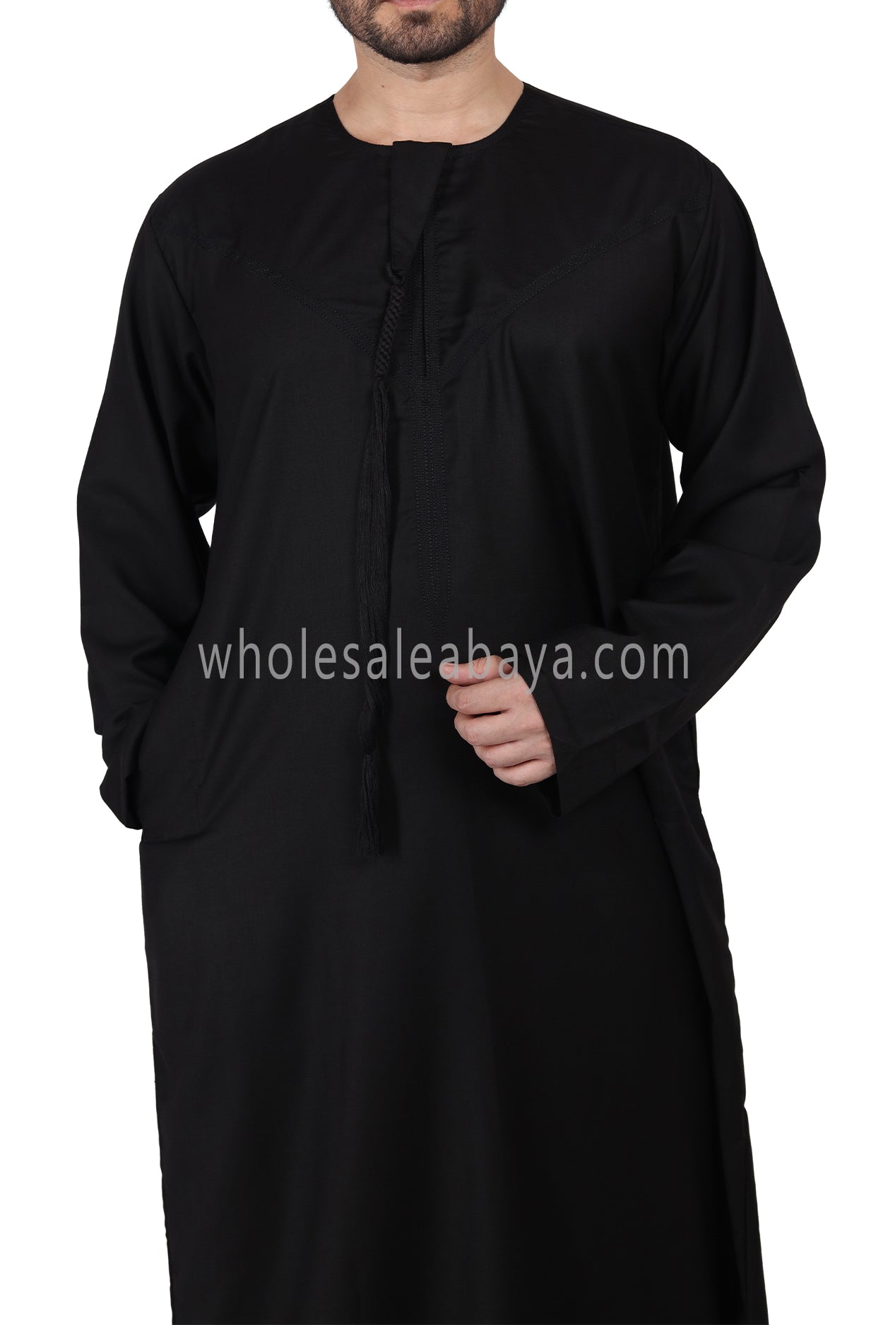 Premium Omani Thoube with Zip and Designer Tassel Khaki Green Colour