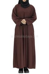 Plain Closed Abaya With  A-Line Straight Cut Chocolate Brown