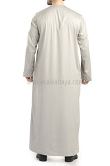 Men's Shiny Omani Thoube with Designer Tassel Stone Beige
