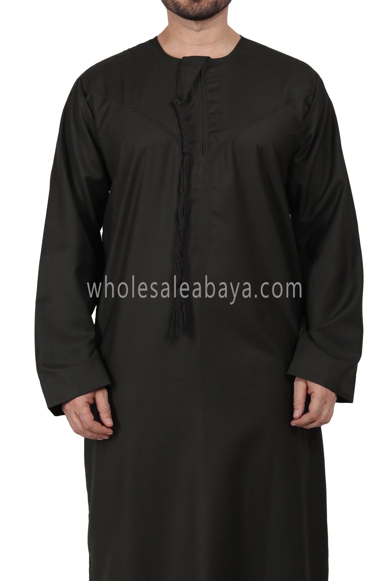 Premium Omani Thoube with Zip and Designer Tassel Khaki Green Colour