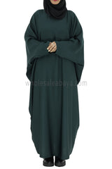 Plain Closed Butterfly Abaya With Inner Belt Emerald Green
