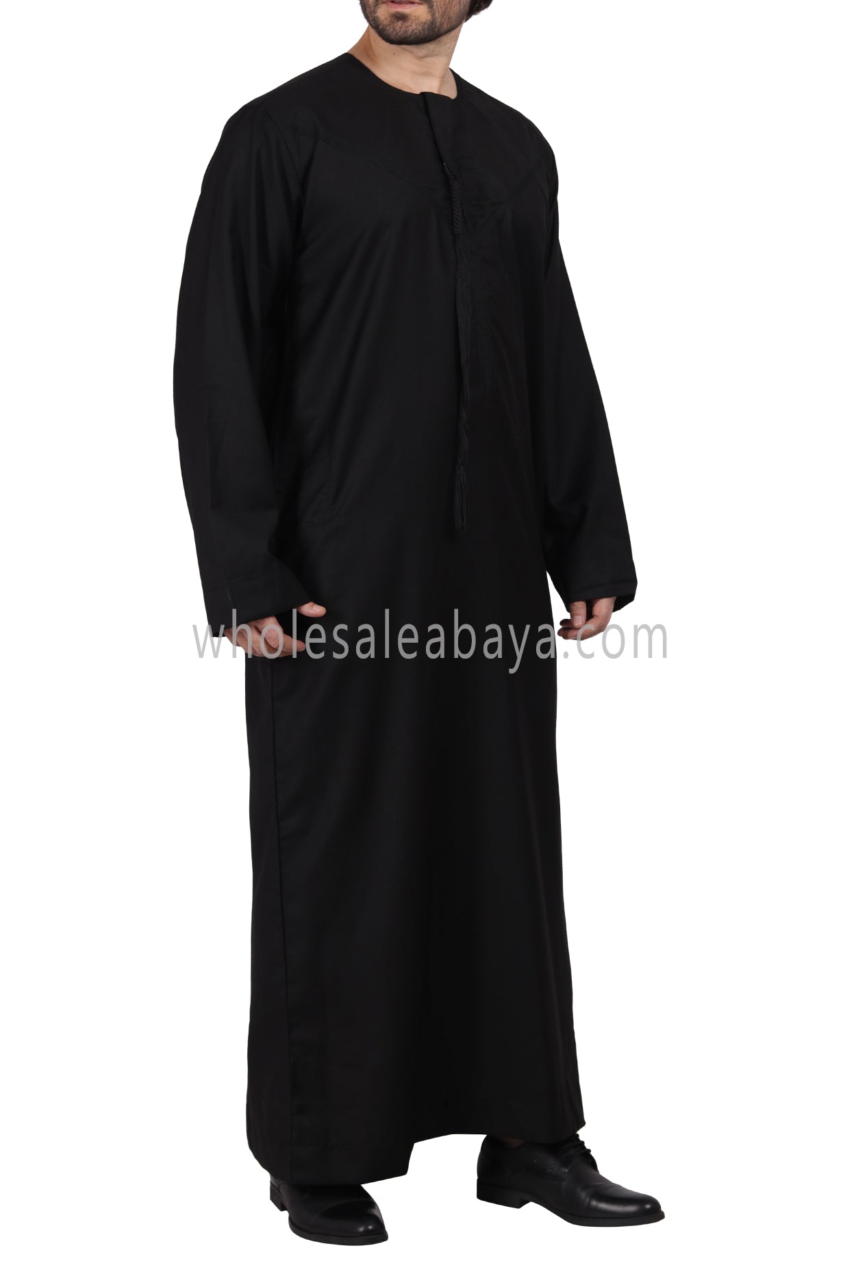 Premium Omani Thoube with Zip and Designer Tassel Black Colour