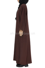 Plain Closed Abaya With  A-Line Straight Cut Chocolate Brown