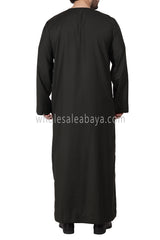 Premium Omani Thoube with Zip and Designer Tassel Black