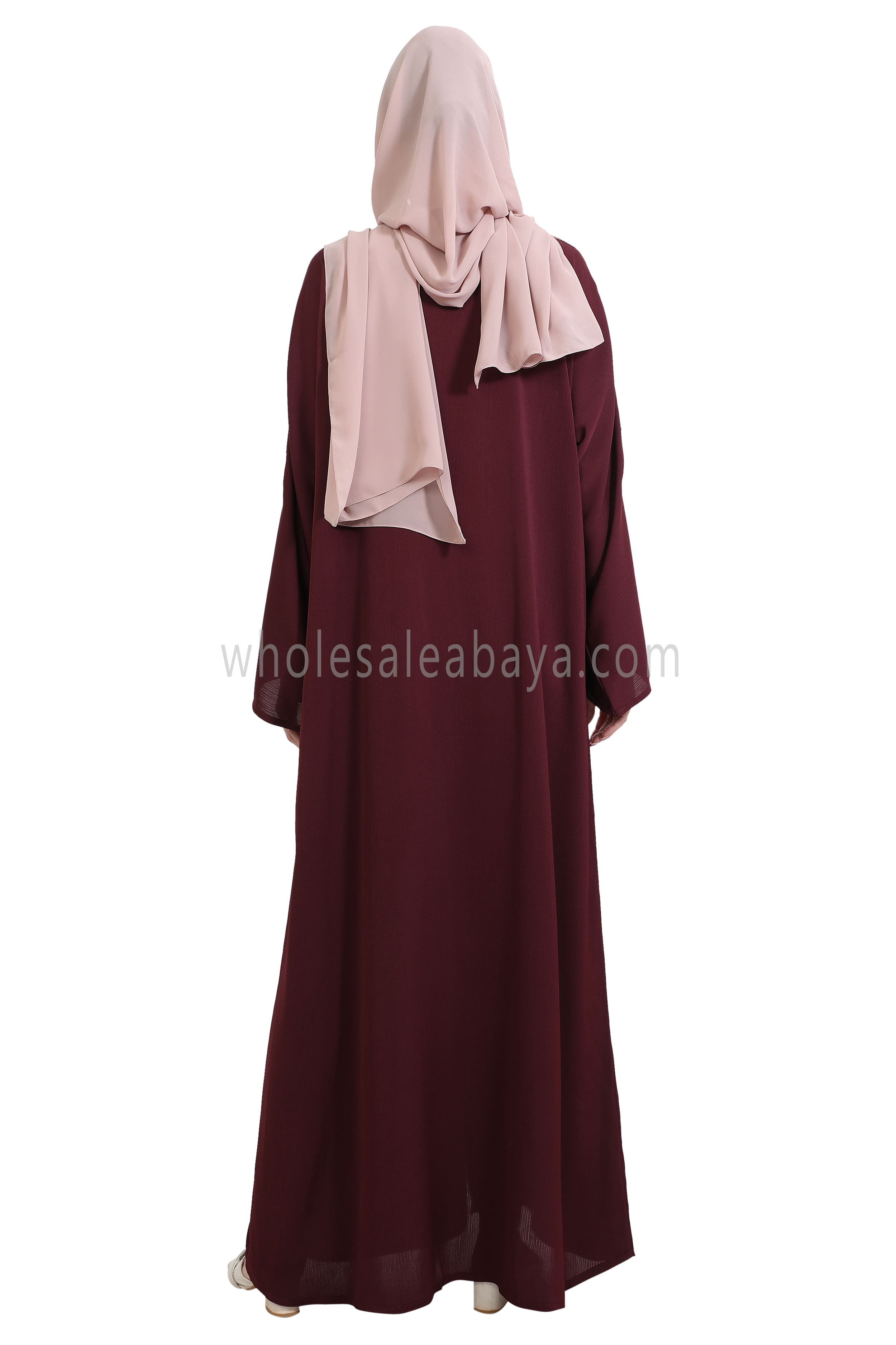 Open Abaya Style With Floral and Leaf Handwork