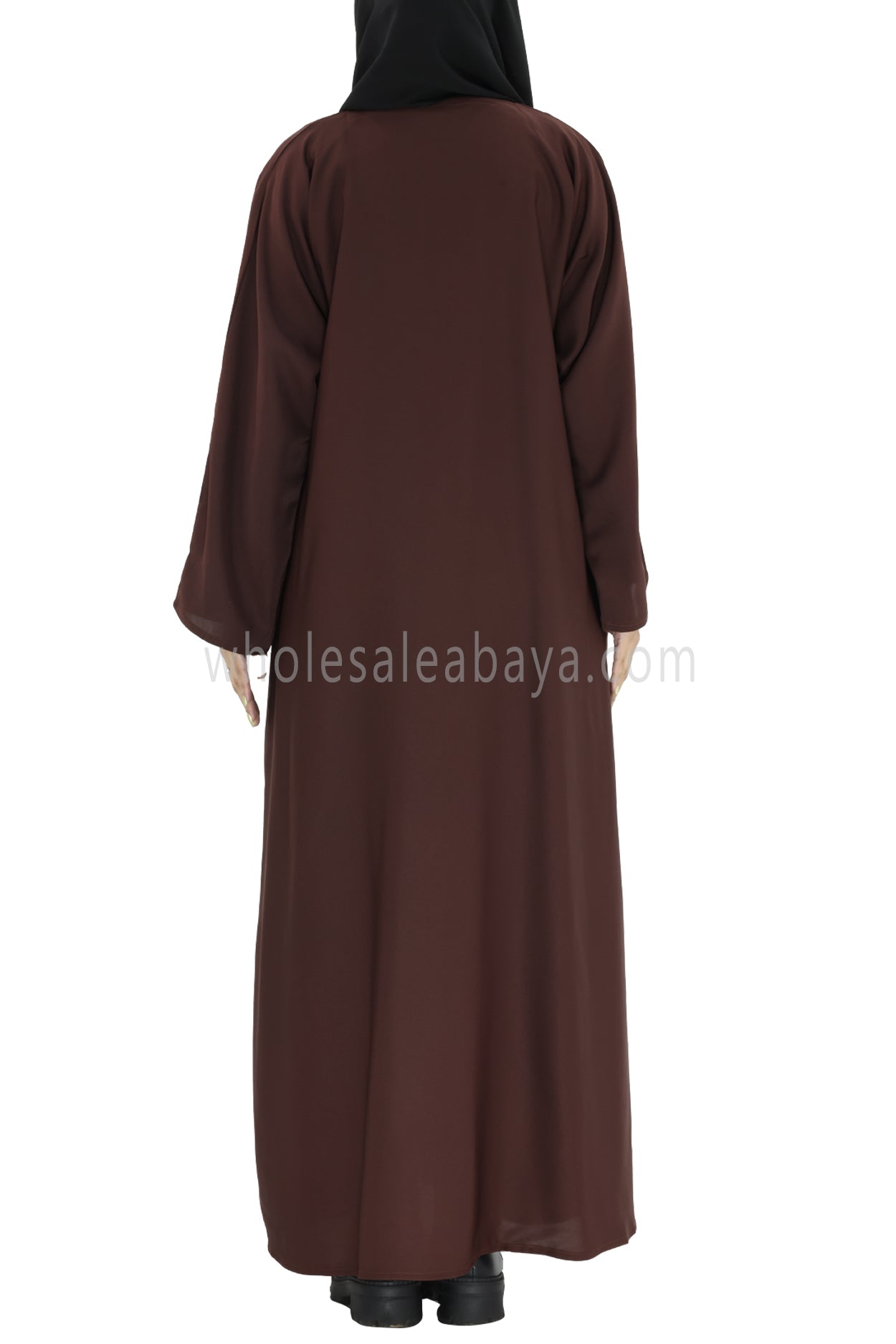 Plain Closed Abaya With  A-Line Straight Cut Chocolate Brown Colour