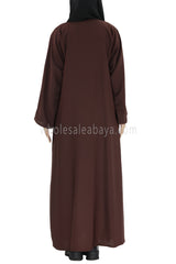 Plain Closed Abaya With  A-Line Straight Cut Chocolate Brown
