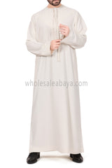 Men's Premium Emirati Thoube  With Buttons & Tassel Cream