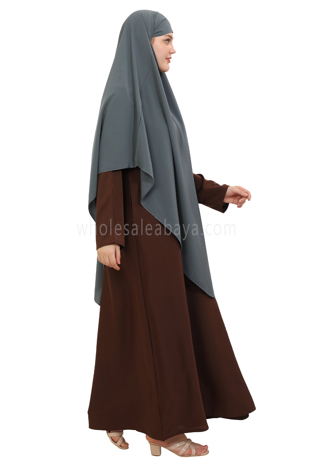 Free Size Premium Khimar Stone Grey 50041
