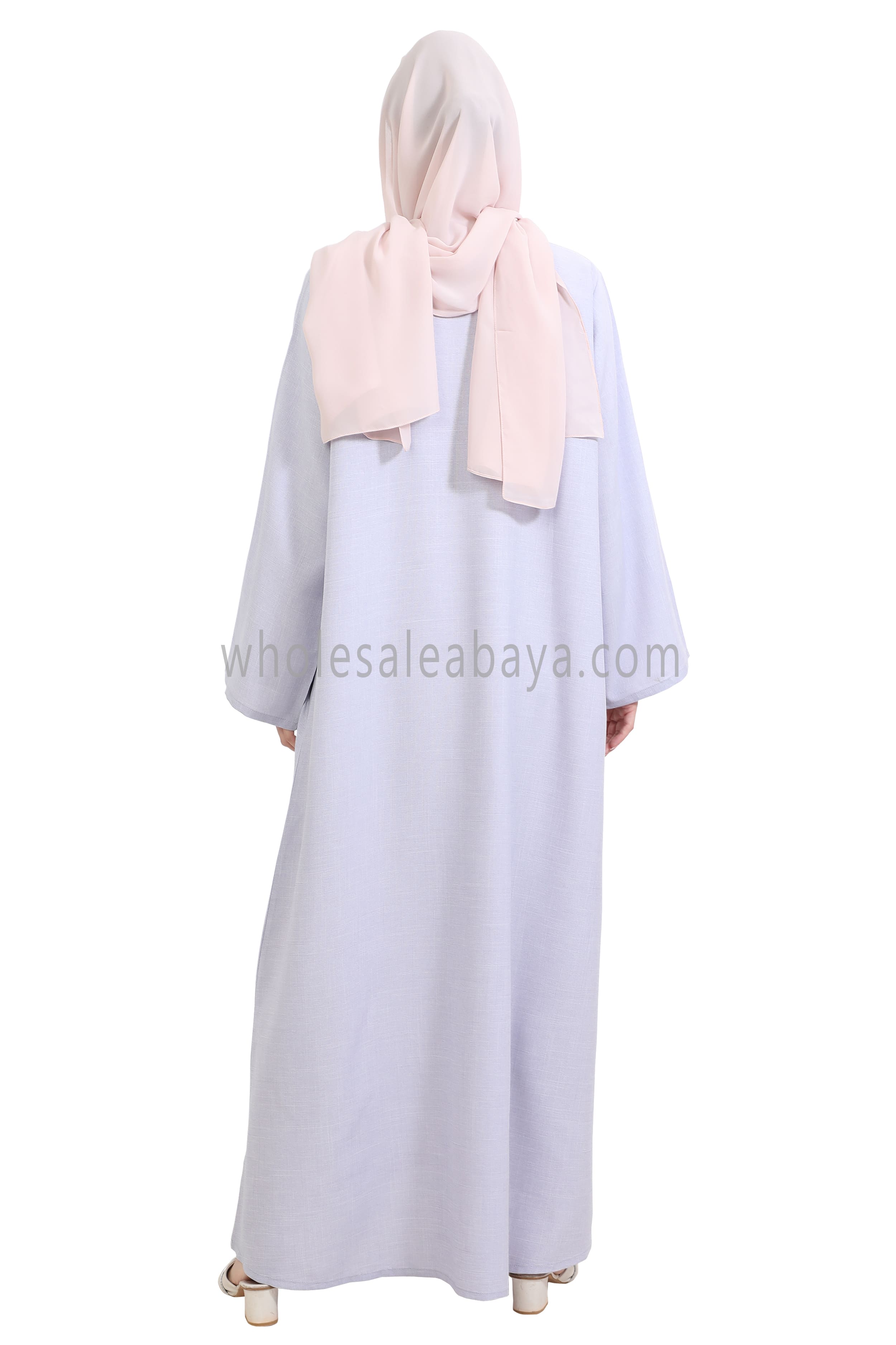 Melange Linen Closed Abaya With Wide Sleeves