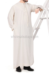 Men's Premium Emirati Thoube  With Buttons & Tassel Cream
