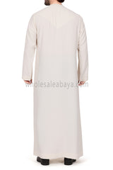 Men's Premium Emirati Thoube  With Buttons & Tassel Cream