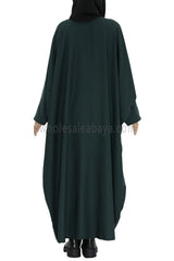 Plain Closed Butterfly Abaya With Inner Belt Emerald Green