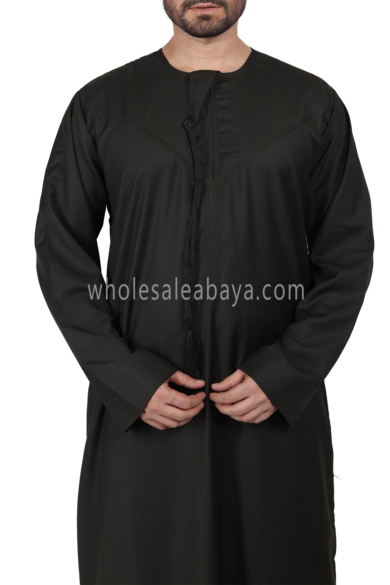 Premium Omani Thoube with Zip and Designer Tassel Black Colour