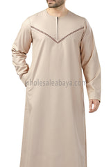 Premium Omani Thoubes with Embroidered "V" Stitching Cream