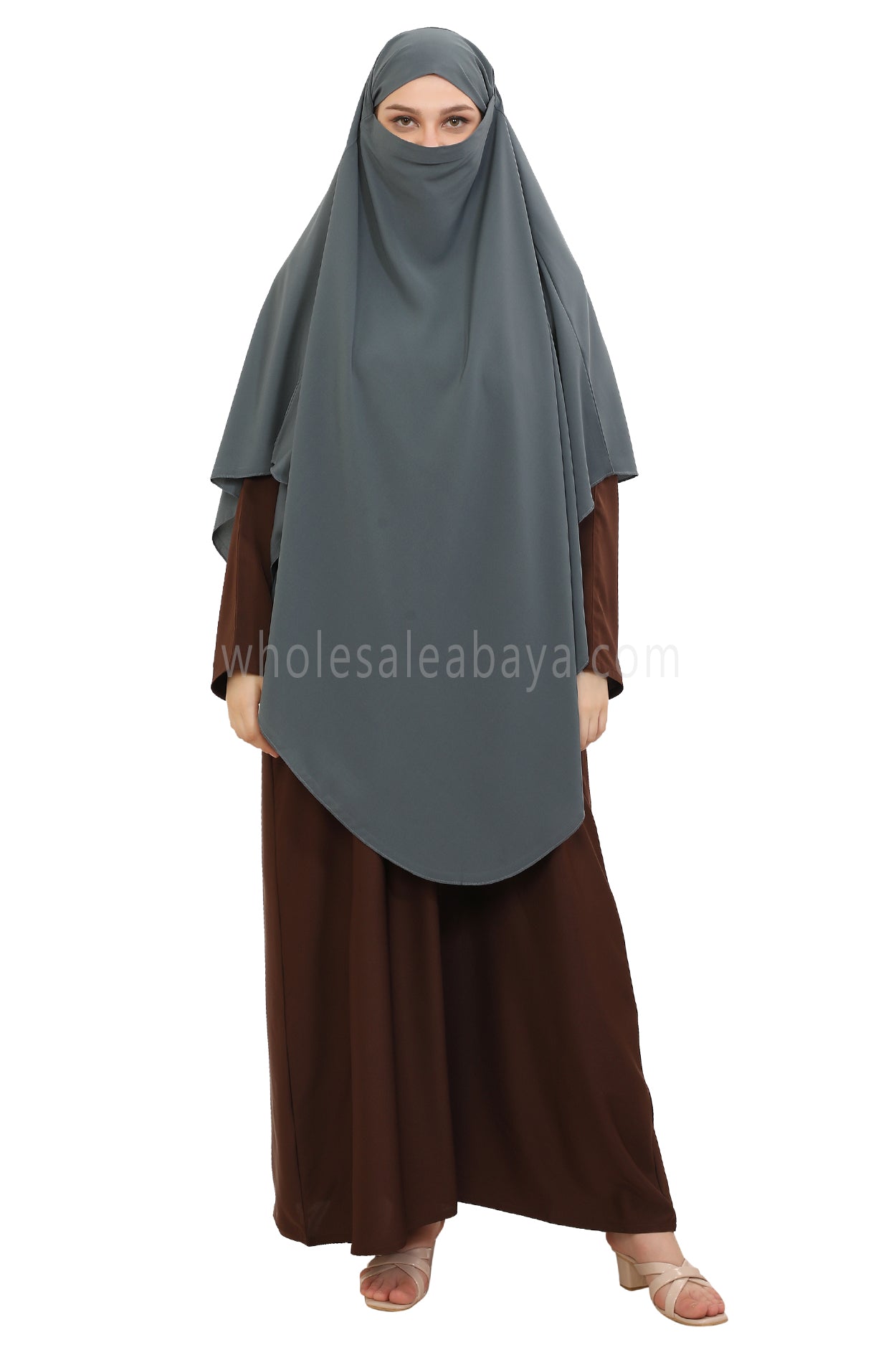 Free Size Premium Khimar Stone Grey 50041