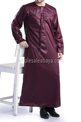Men's Shiny Omani Thoube with Designer Tassel Burgundy