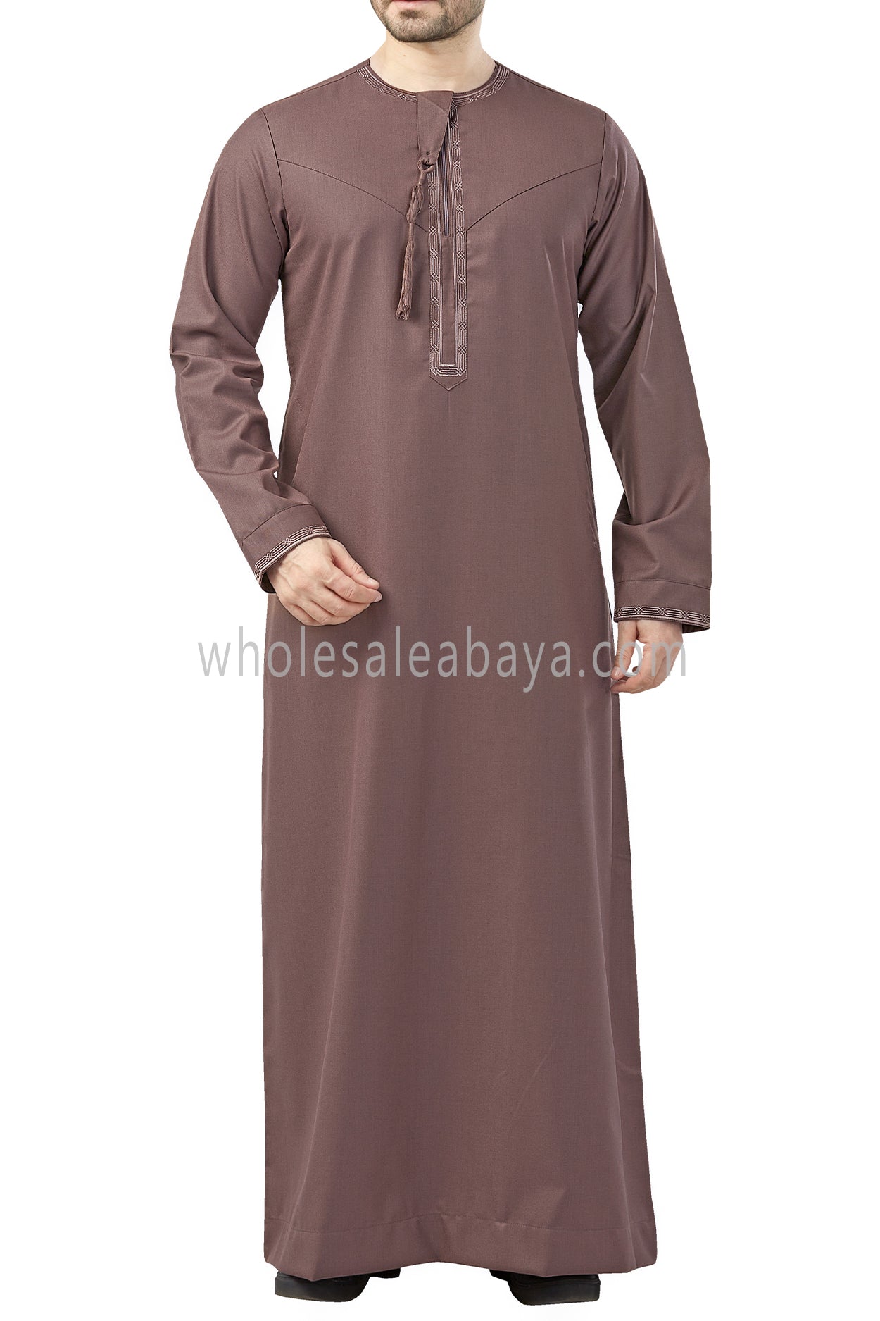 Premium Embroidered Omani Tassel Caramel Ash Brown