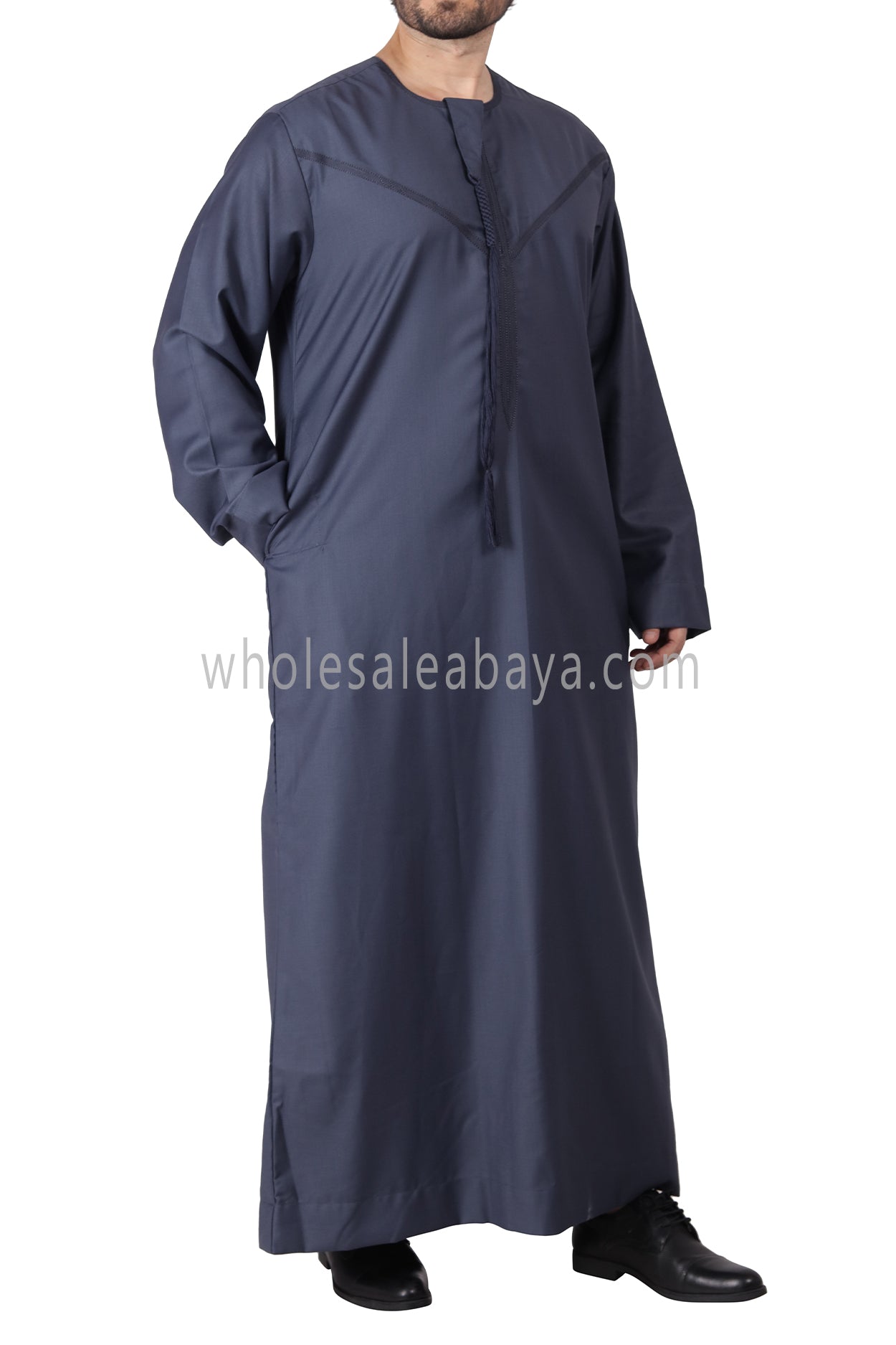 Premium Omani Thoube with Zip and Designer Tassel Charcoal Grey