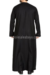 Men's Premium Emirati Thoube  With Buttons & Tassel Black
