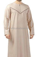 Premium Omani Thoubes with Embroidered "V" Stitching Cream