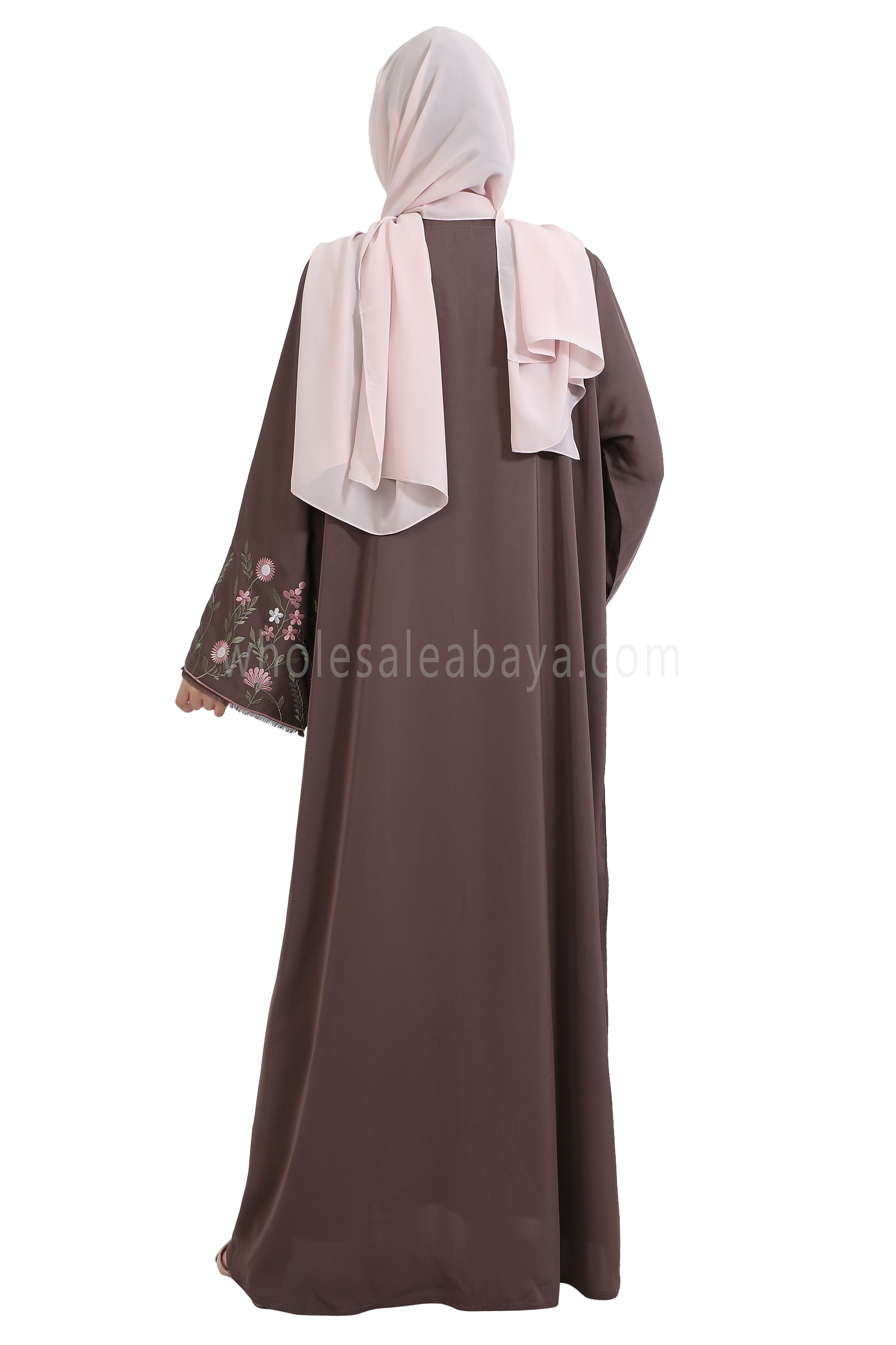 Nida Open Abaya With Embroidered Sleeves